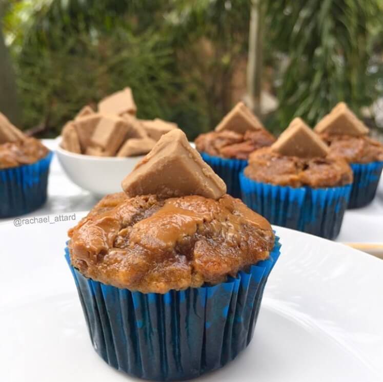 healthy caramel banana muffins