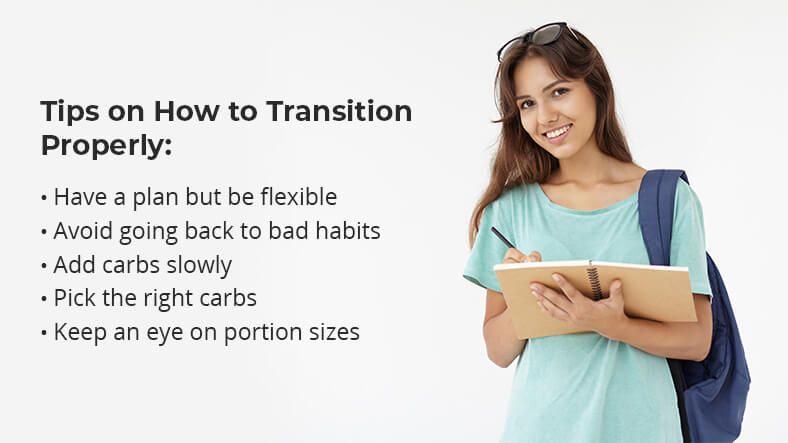 tips on how to transition from a low carb diet without gaining weight